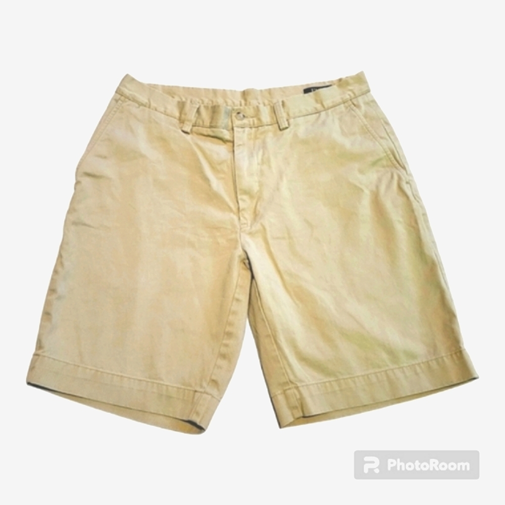 Polo by Ralph Lauren Men's Tan/Khaki Classic Fit 9" Flat Front Shorts | Size 32W